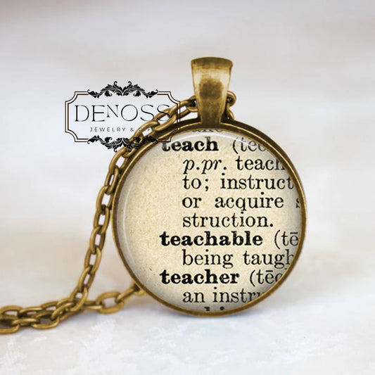 Teacher Necklace,Teacher Gift,Teacher Definition,Gifts for Teachers,Teacher Dictionary Quote,Dictionary Quote Jewelry