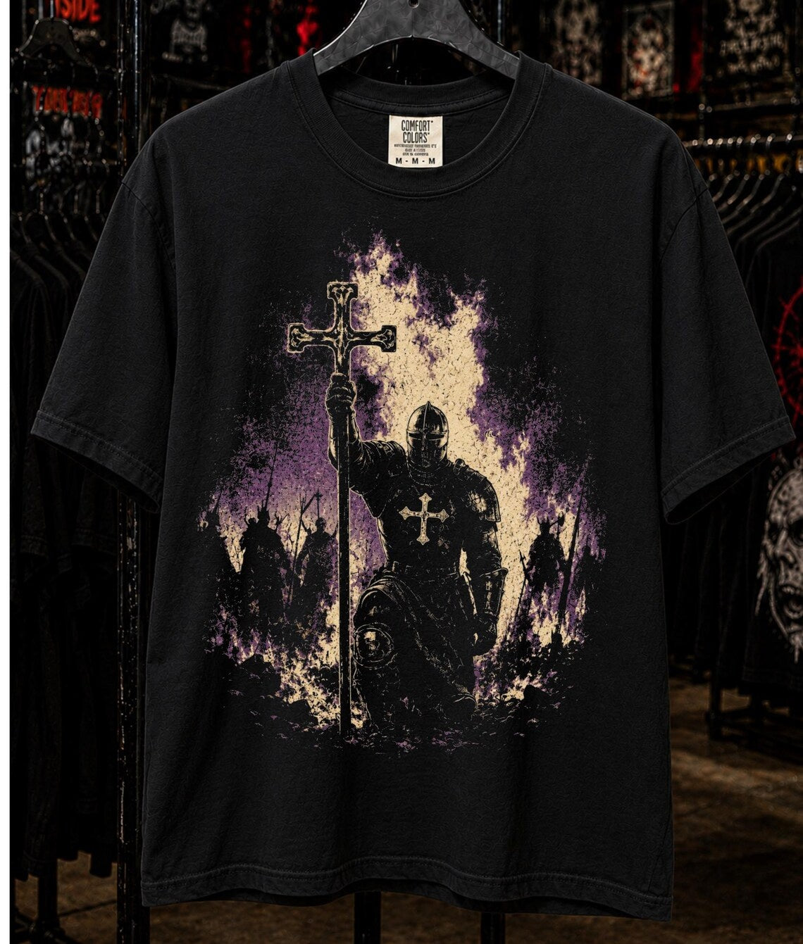 Templar Knight T-Shirt ,Christian Warrior Crusader Apparel  Medieval Gothic Armor