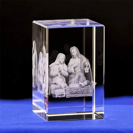 The Birth of Jesus Crystal Carving Crystal Laser Engrave Religious gift,Home Decor