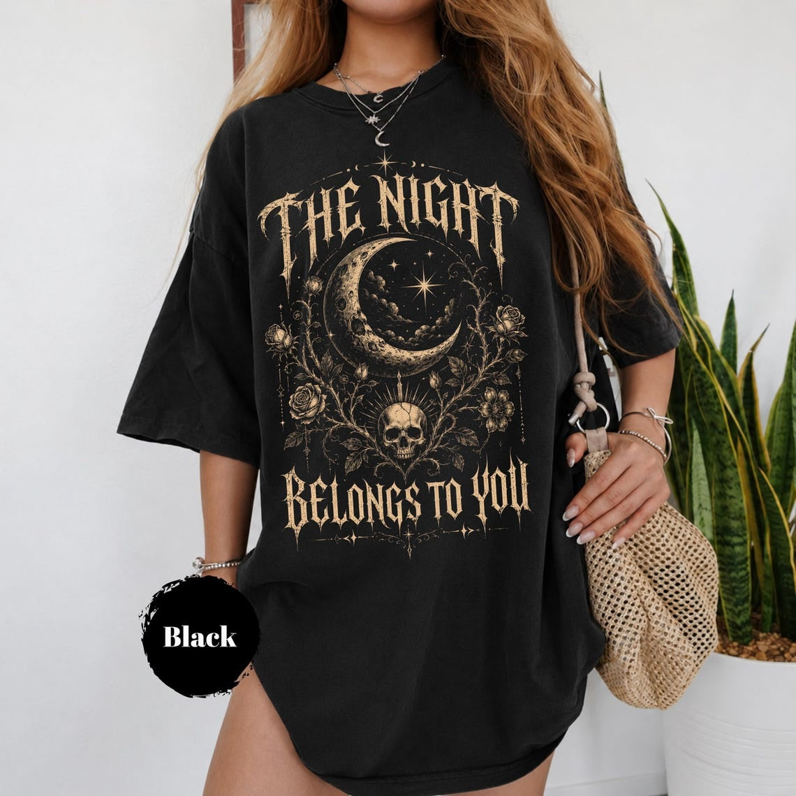 The Night Belongs To You Shirt, Gothic Skull Moon T-Shirt, Dark Academia Tee, Celestial Goth Shirt, Witchy Aesthetic Gift