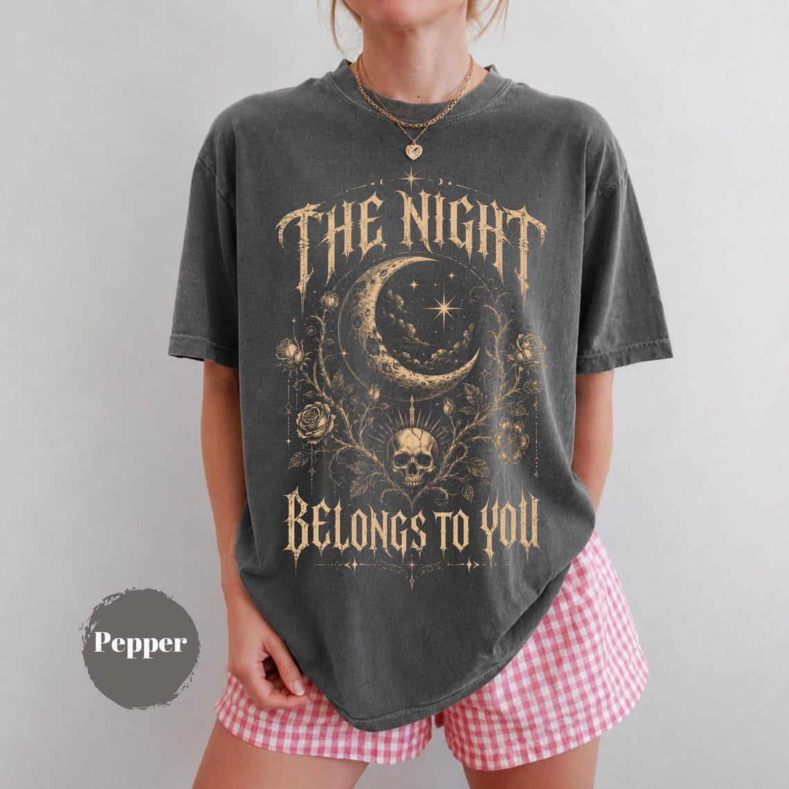 The Night Belongs To You Shirt, Gothic Skull Moon T-Shirt, Dark Academia Tee, Celestial Goth Shirt, Witchy Aesthetic Gift