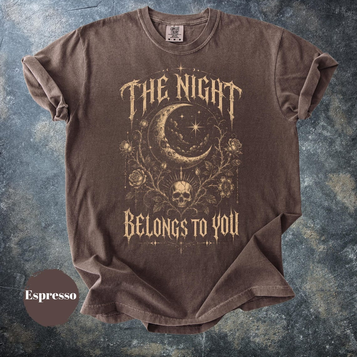 The Night Belongs To You Shirt, Gothic Skull Moon T-Shirt, Dark Academia Tee, Celestial Goth Shirt, Witchy Aesthetic Gift