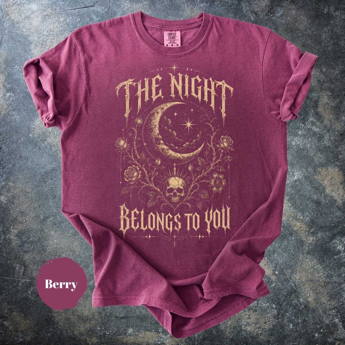 The Night Belongs To You Shirt, Gothic Skull Moon T-Shirt, Dark Academia Tee, Celestial Goth Shirt, Witchy Aesthetic Gift