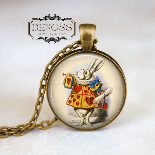 The White Rabbit,Alice in Wonderland Necklace,Alice In Wonderland Jewelry,Fairy Tale Jewelry,Alice Necklace,Down The Rabbit Hole - Denoss
