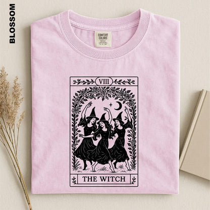 The Witch Tarot Card Shirt, Dancing Witches Comfort Colors Tee, Mystical Halloween T-Shirt, Witchy Vibes Gift for Her, Dark Academia Apparel