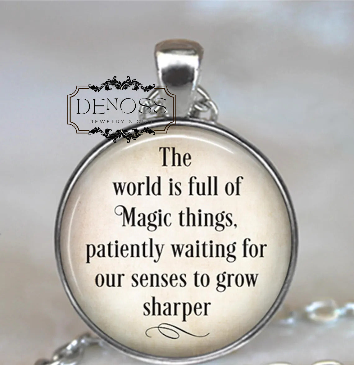 The World is full of Magic things...W.B. Yeats quote necklace,inspirational poetry,quote,literary