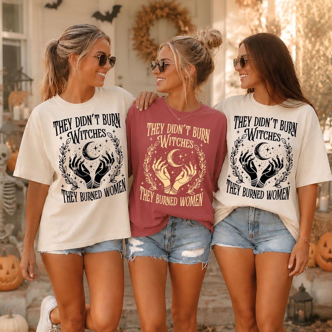 They Didn't Burn Witches T-Shirt - Comfort Colors Feminist Salem Witch Design