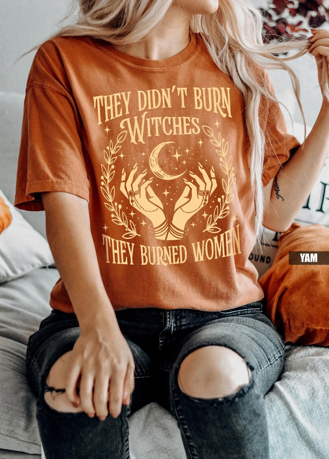They Didn't Burn Witches T-Shirt - Comfort Colors Feminist Salem Witch Design