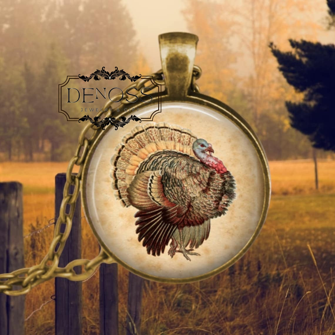 Tom Turkey Necklace,Vintage Style Bird Pendant,Wildlife Jewelry