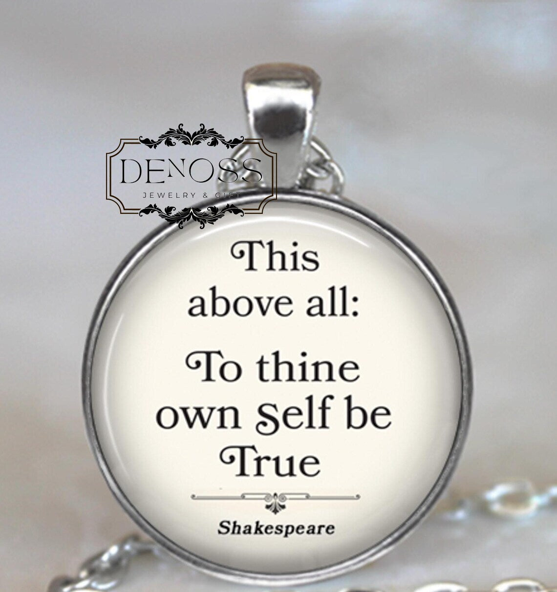 To thine own self be true quote necklace,Shakespeare literary gift,graduation gift,inspirational quote