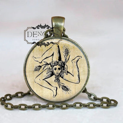 Trinacria Pendant Necklace,Occult Magic Jewelry