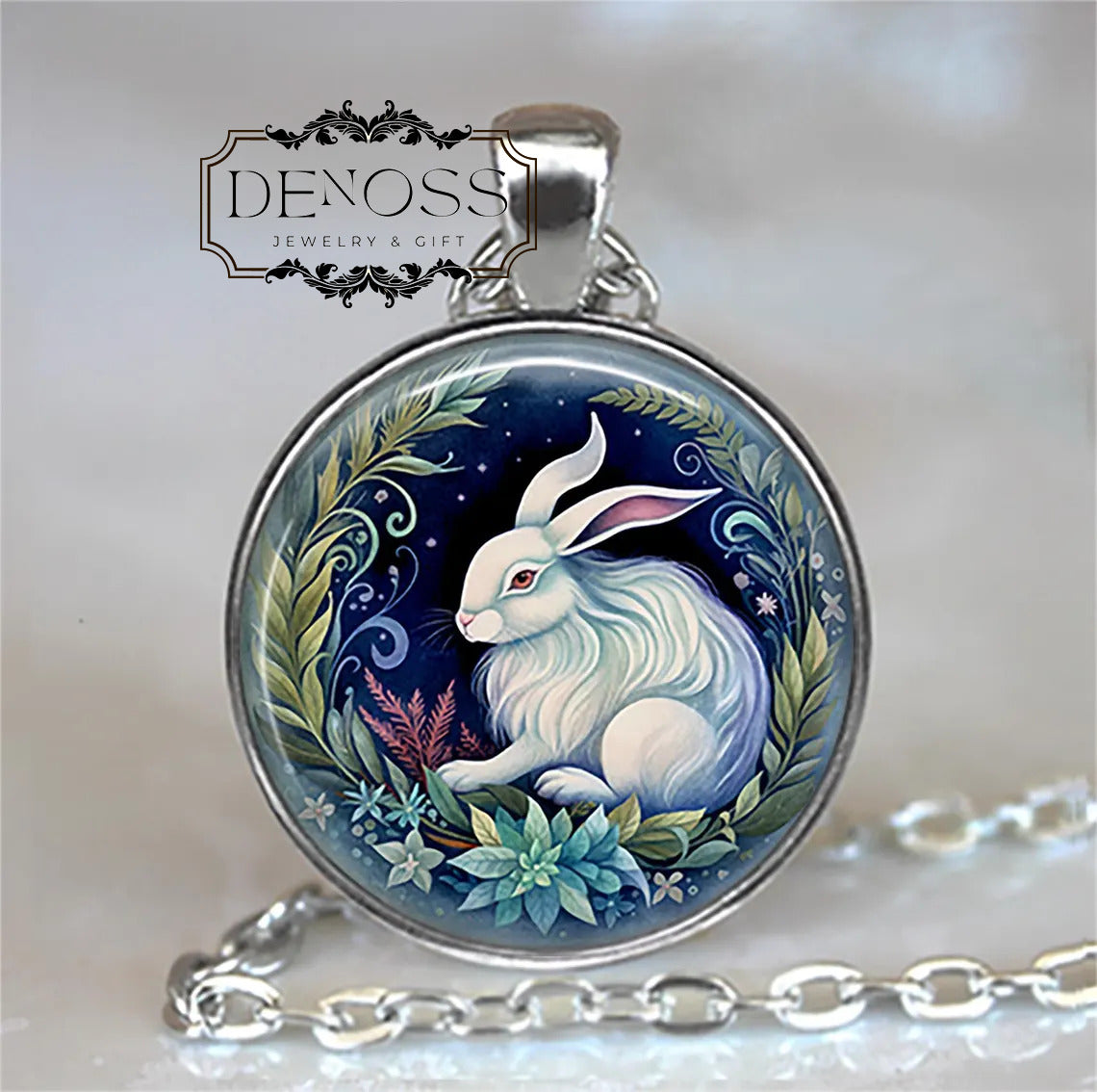 Twilight Garden Bunny necklace,bunny rabbit gift,Easter Bunny jewelry,Easter gift,animal lover Necklace