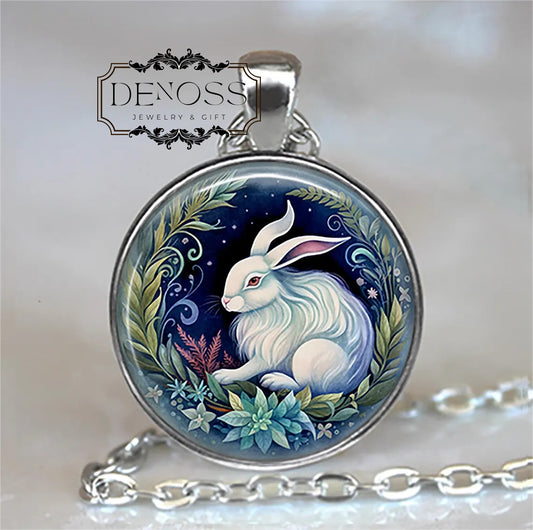 Twilight Garden Bunny necklace,bunny rabbit gift,Easter Bunny jewelry,Easter gift,animal lover Necklace - Denoss