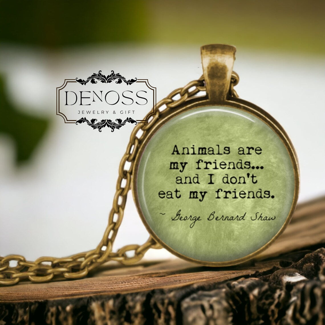 Vegetarian Quote Pendant Necklace,Animal Lover Jewelry,Vegan Gift