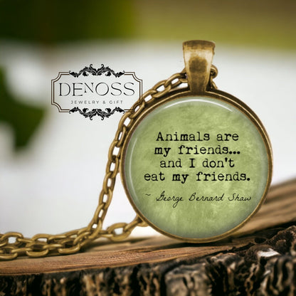 Vegetarian Quote Pendant Necklace,Animal Lover Jewelry,Vegan Gift