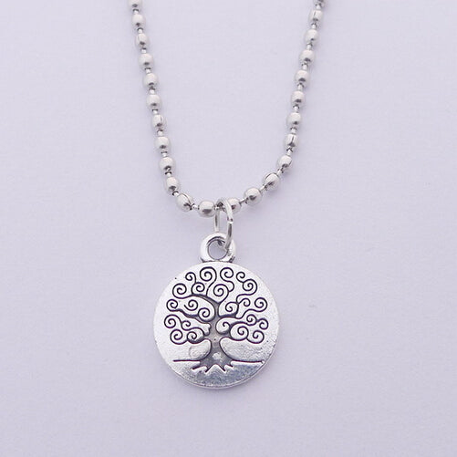 Life Tree Coin Silver Necklace