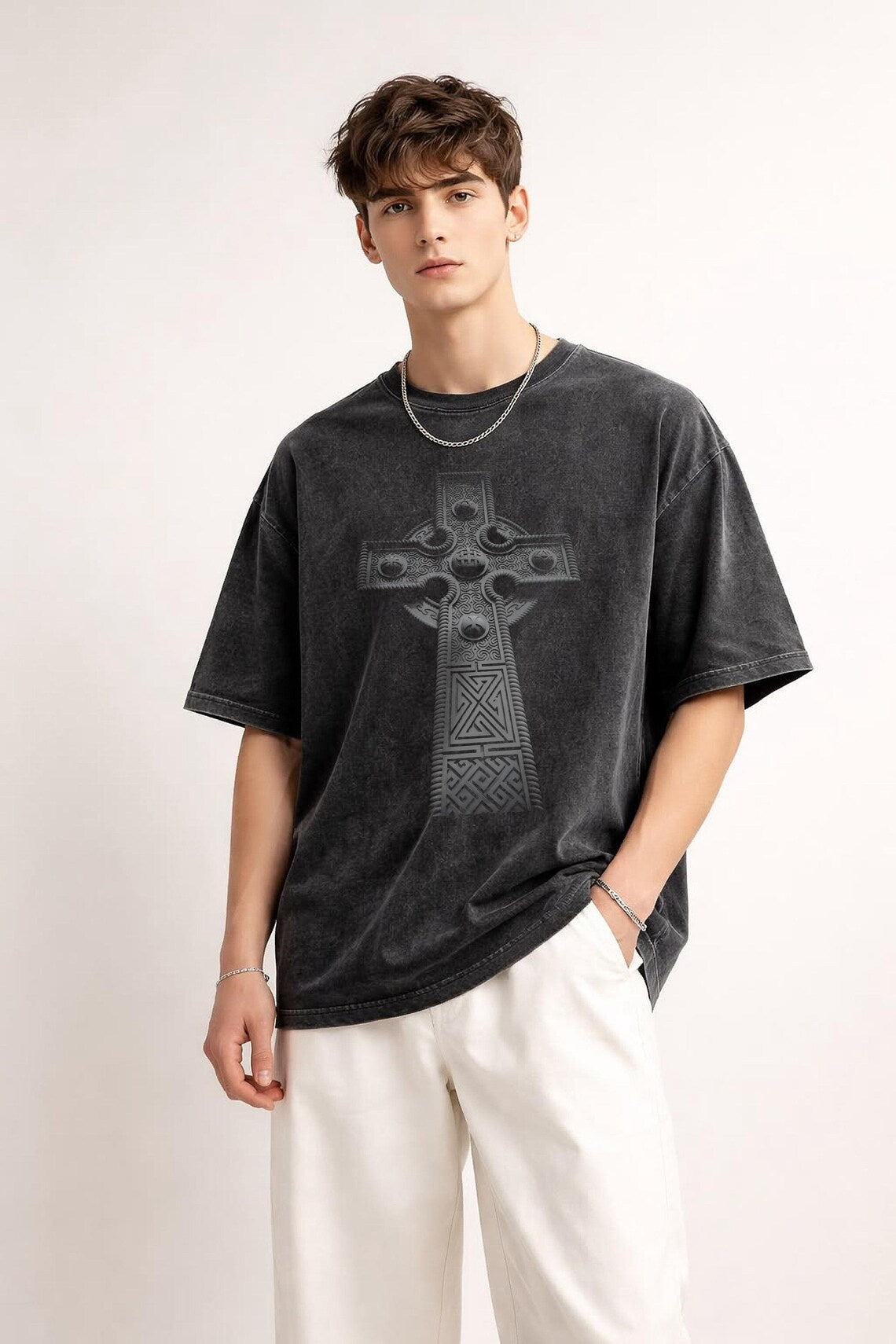 Vintage Celtic Cross Shirt, Pagan Shirt, Retro Gothic Cross Tee, Celtic Knot Shirt, Christian Irish Cross Tee, Medieval Shirt
