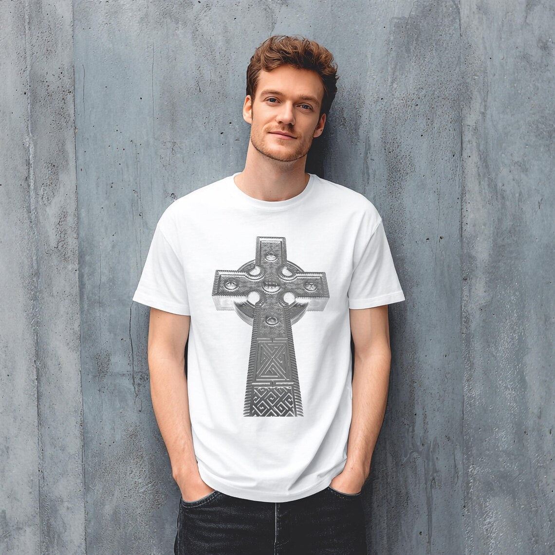 Vintage Celtic Cross Shirt, Pagan Shirt, Retro Gothic Cross Tee, Celtic Knot Shirt, Christian Irish Cross Tee, Medieval Shirt