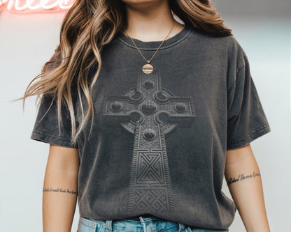 Vintage Celtic Cross Shirt, Pagan Shirt, Retro Gothic Cross Tee, Celtic Knot Shirt, Christian Irish Cross Tee, Medieval Shirt