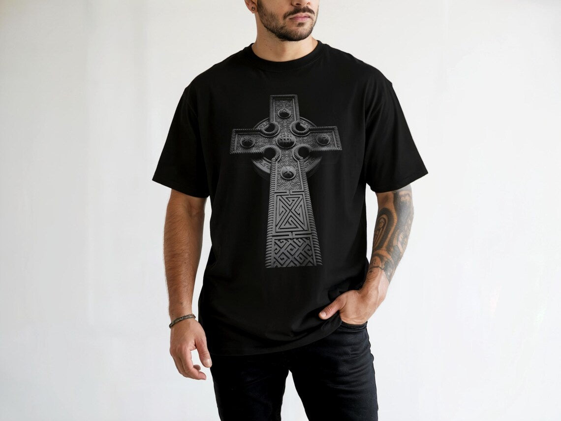 Vintage Celtic Cross Shirt, Pagan Shirt, Retro Gothic Cross Tee, Celtic Knot Shirt, Christian Irish Cross Tee, Medieval Shirt