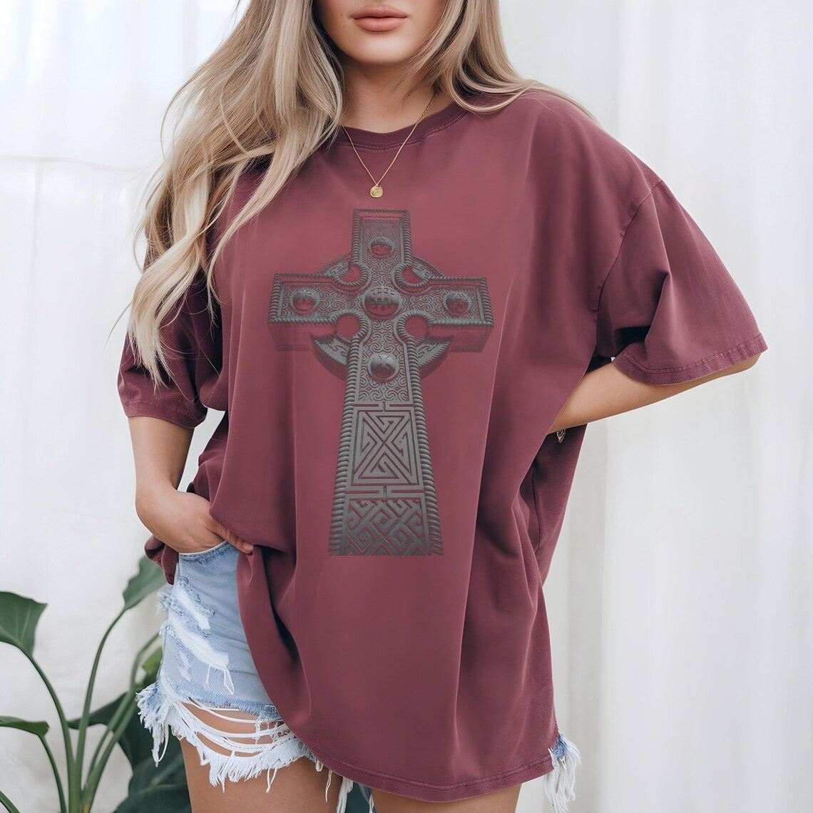 Vintage Celtic Cross Shirt, Pagan Shirt, Retro Gothic Cross Tee, Celtic Knot Shirt, Christian Irish Cross Tee, Medieval Shirt