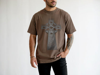 Vintage Celtic Cross Shirt, Pagan Shirt, Retro Gothic Cross Tee, Celtic Knot Shirt, Christian Irish Cross Tee, Medieval Shirt
