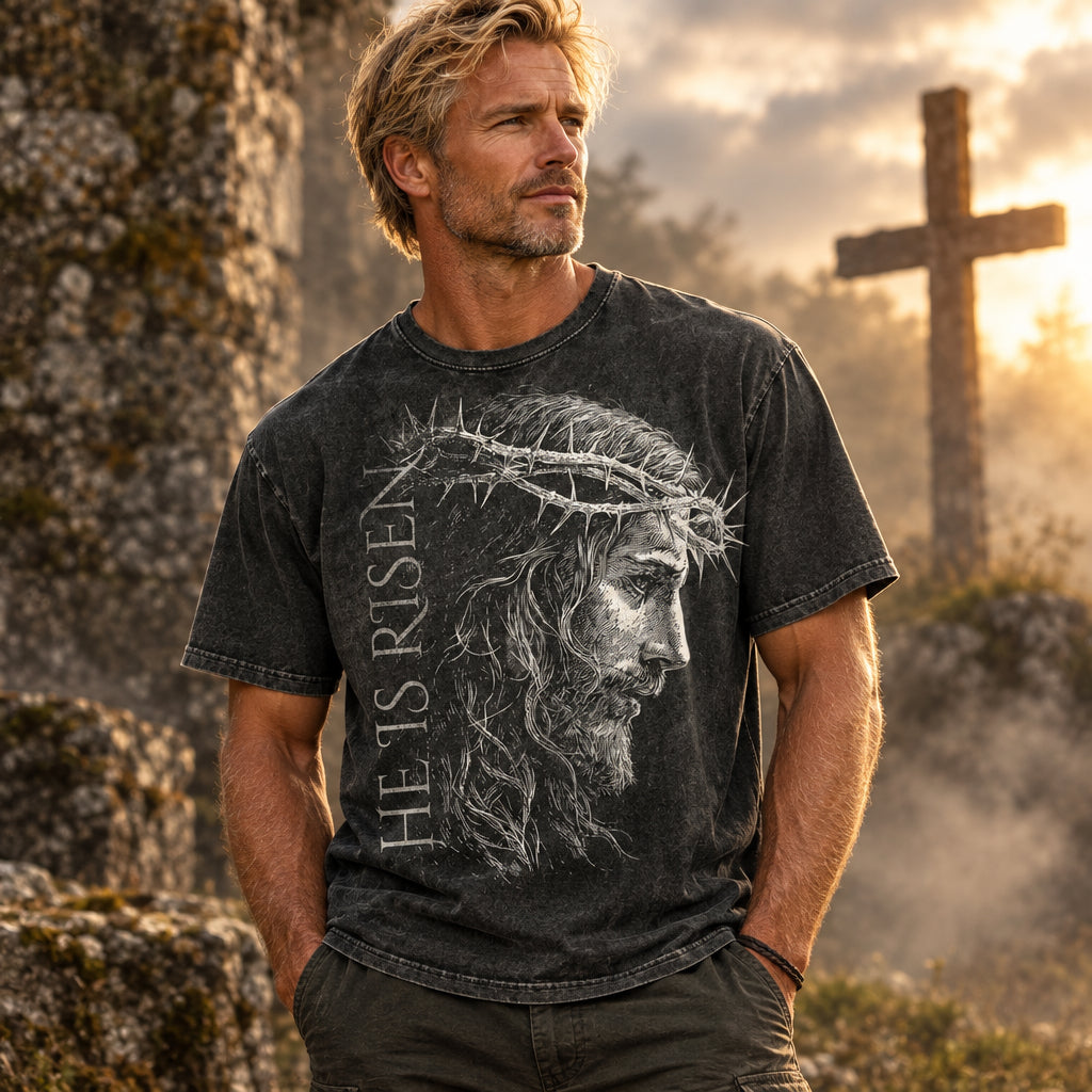 Vintage Jesus Crown of Thorns , He Is Risen Christian Shirt , Faith Based Graphic, Religious Easter Sublimation, Retro Bible Ar