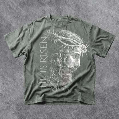Vintage Jesus Crown of Thorns , He Is Risen Christian Shirt , Faith Based Graphic, Religious Easter Sublimation, Retro Bible Ar