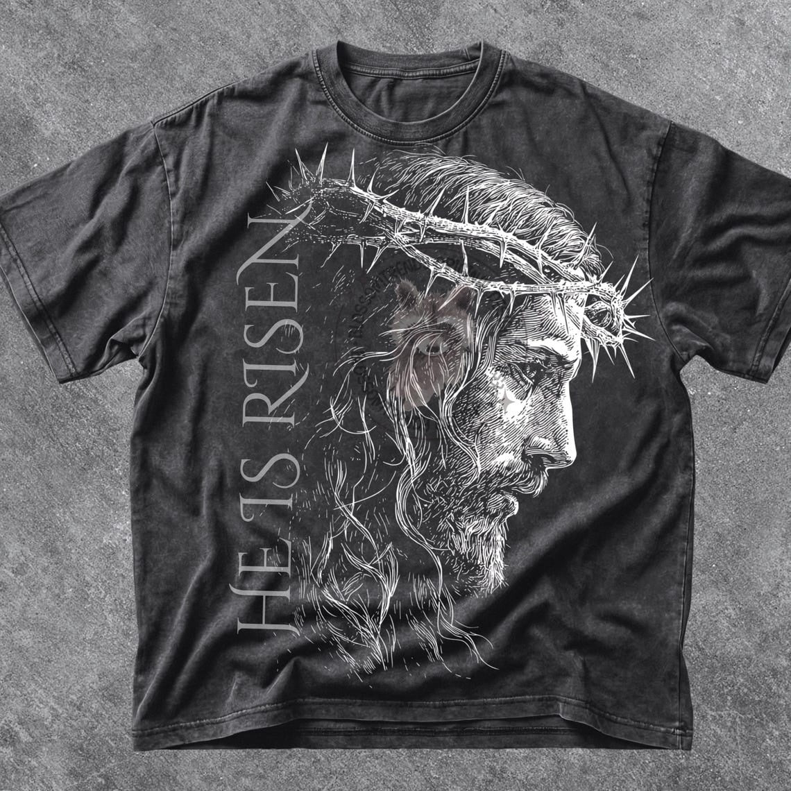 Vintage Jesus Crown of Thorns , He Is Risen Christian Shirt , Faith Based Graphic, Religious Easter Sublimation, Retro Bible Ar