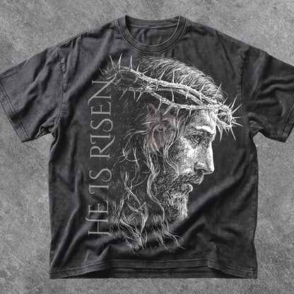Vintage Jesus Crown of Thorns , He Is Risen Christian Shirt , Faith Based Graphic, Religious Easter Sublimation, Retro Bible Ar