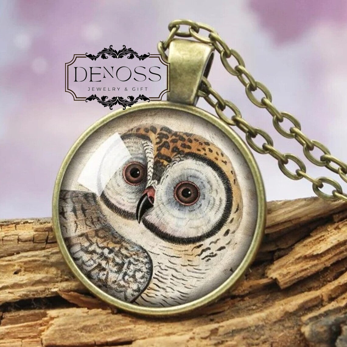 Vintage Owl Pendant Necklace,Owl Pendant,Night Bird Necklace Jewelry,Midnight Eclectic Owl,Woodland Bird lover Gift,Owl lover Gifts