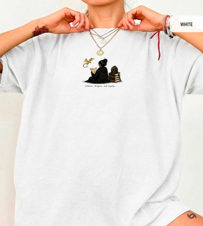 Violence Dragons and Loyalty Shirt, Fantasy Reader Tee, Dragon Book Lover Gift