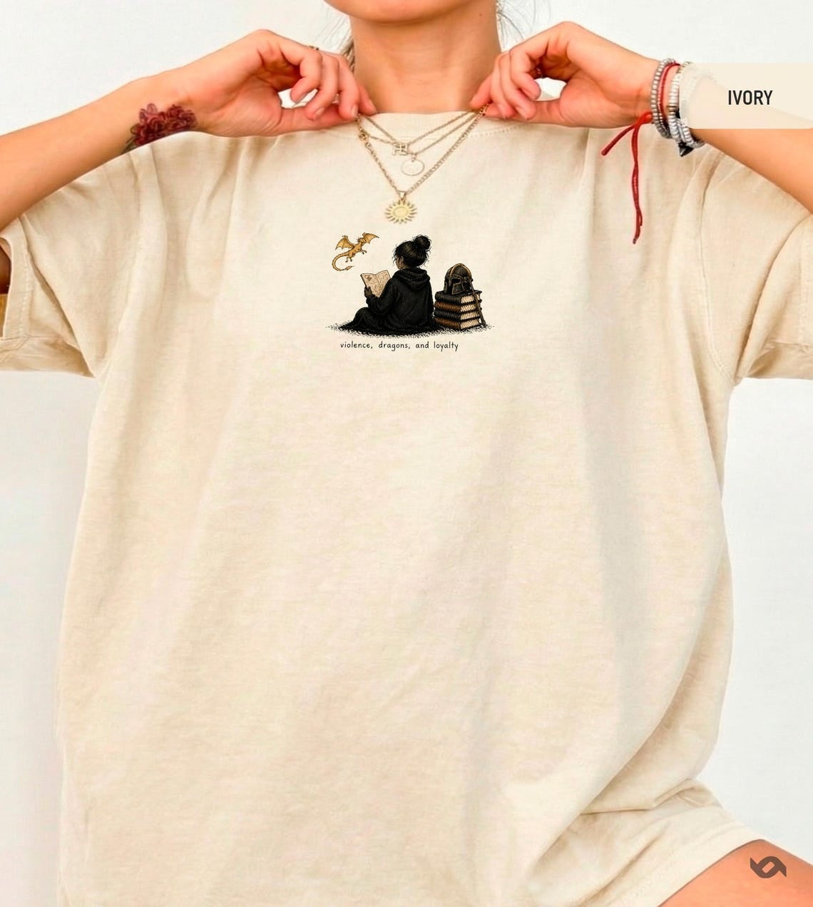 Violence Dragons and Loyalty Shirt, Fantasy Reader Tee, Dragon Book Lover Gift