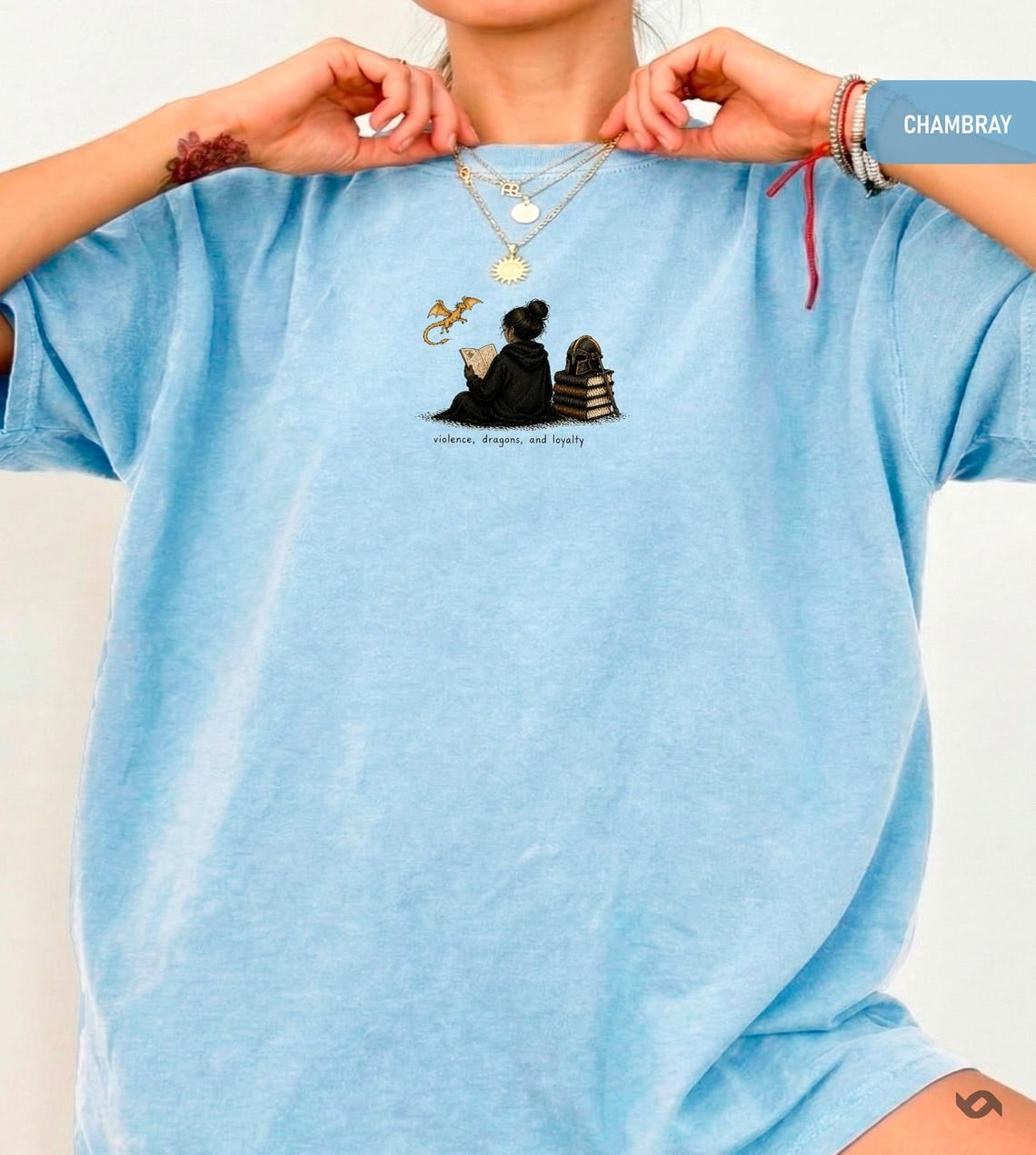 Violence Dragons and Loyalty Shirt, Fantasy Reader Tee, Dragon Book Lover Gift