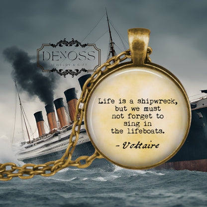 Voltaire Quote Necklace Literary Jewelry,Upbeat Gift