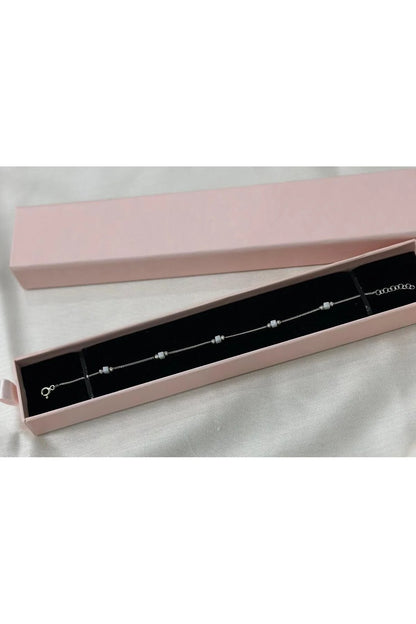 Elegant 925 Sterling Silver Bracelet with Square Cut Stones