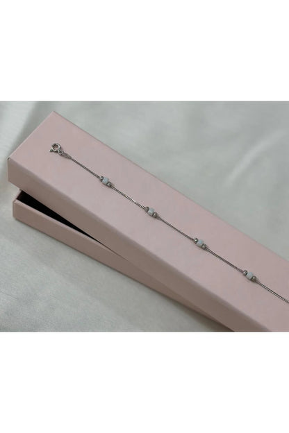 Elegant 925 Sterling Silver Bracelet with Square Cut Stones
