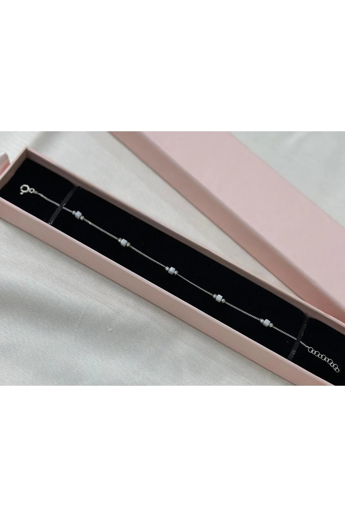 Elegant 925 Sterling Silver Bracelet with Square Cut Stones
