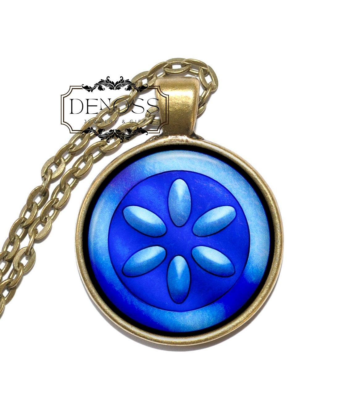 WATER MEDALLION Necklace,Legend of Zelda,Link,Ocarina of Time,Six Medallions,Art Pendant Necklace,Handmade Jewelry