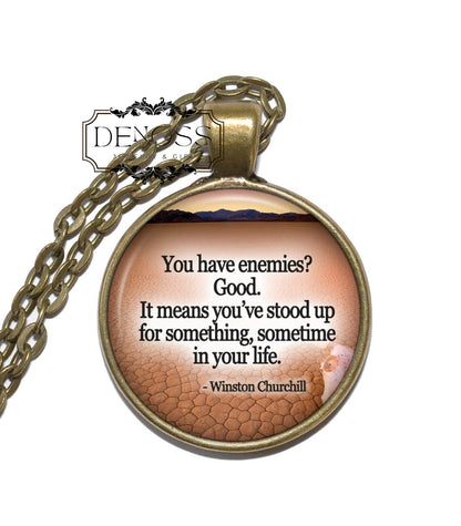 WINSTON CHURCHILL QUOTE Necklace,British,Prime Minister,Officer,British Army,Historian,Writer,Artist,Inspiration,Glass Pendant