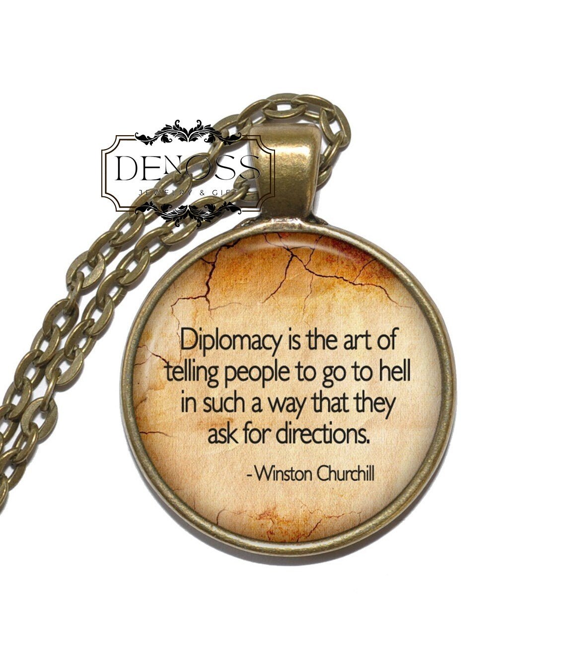 WINSTON CHURCHILL QUOTE Necklace,British,Prime Minister,Officer,British Army,Historian,Writer,Inspiration,Glass Pendant