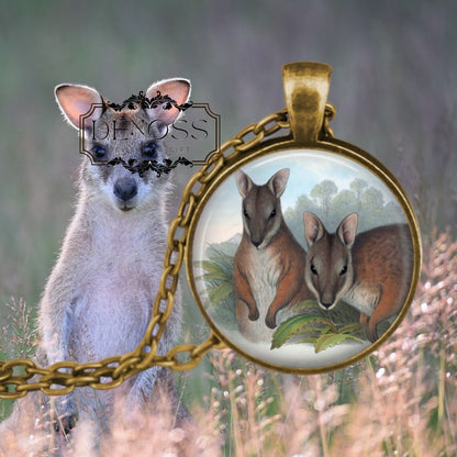 Wallaby Necklace,John Gould Australian Wildlife Art Pendant