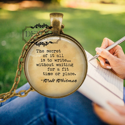 Walt Whitman Quote Necklace,Writer Gift, Journaling