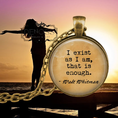Walt Whitman Quote Pendant Necklace,Literary Jewelry