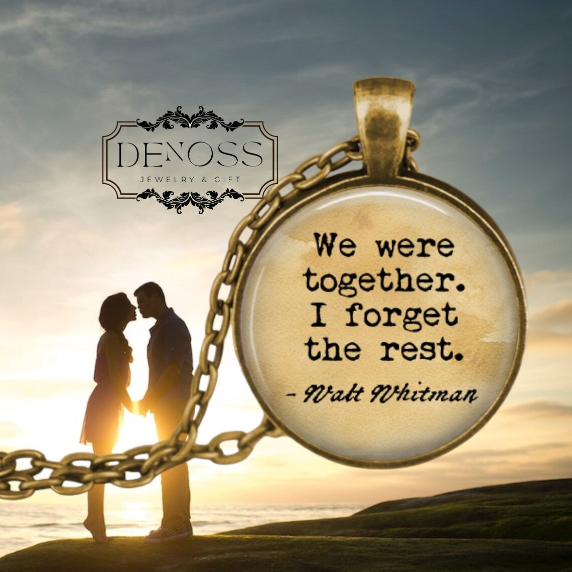 Walt Whitman Quote Pendant Necklace,Literary Poem Jewelry Gift