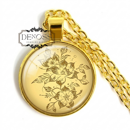 Water Lily Pendant,August Birth Flower Necklace