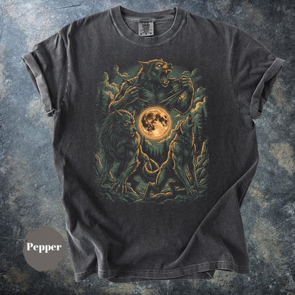 Werewolf Moon Shirt, Dark Fantasy Wolf Transformation Tee, Horror Art T-Shirt