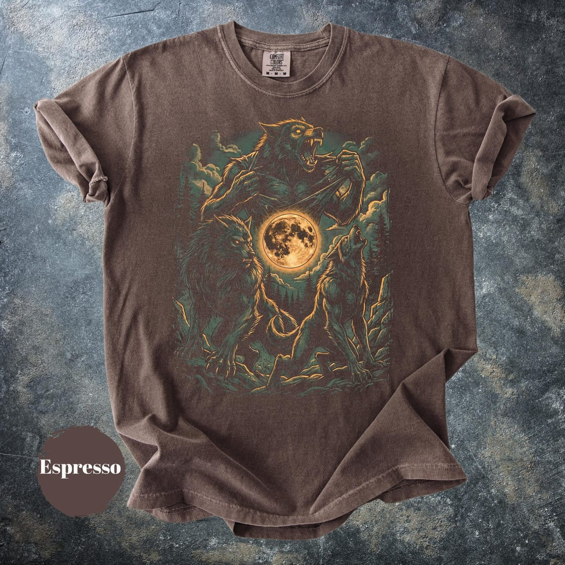 Werewolf Moon Shirt, Dark Fantasy Wolf Transformation Tee, Horror Art T-Shirt