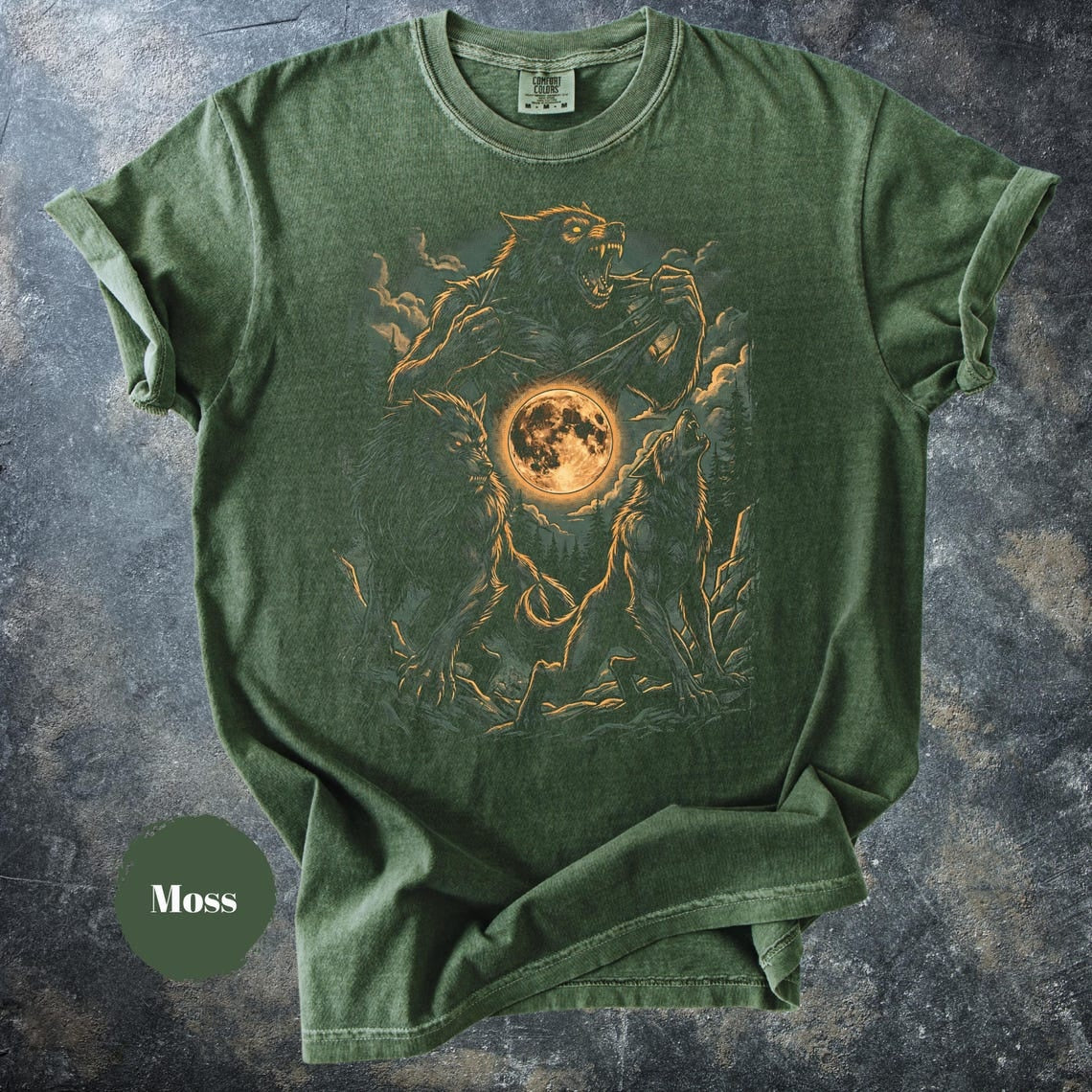 Werewolf Moon Shirt, Dark Fantasy Wolf Transformation Tee, Horror Art T-Shirt