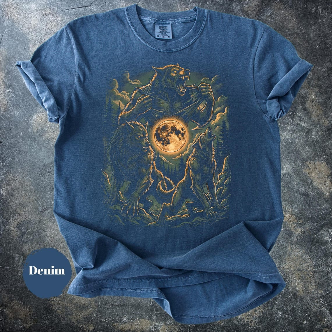 Werewolf Moon Shirt, Dark Fantasy Wolf Transformation Tee, Horror Art T-Shirt